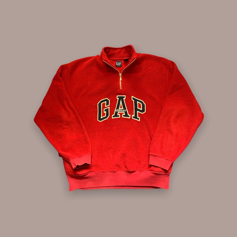 1990s Gap Athletics classic spellout quarter zip fleece.